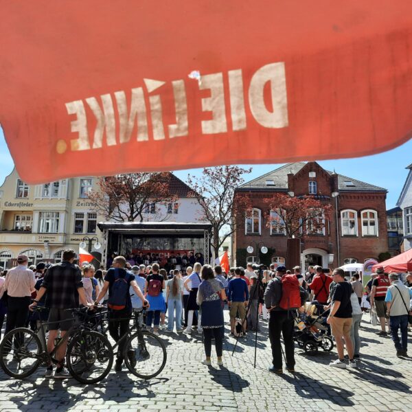 Die Linke am 1. Mai auf dem Rathausmarkt in Eckernförde
